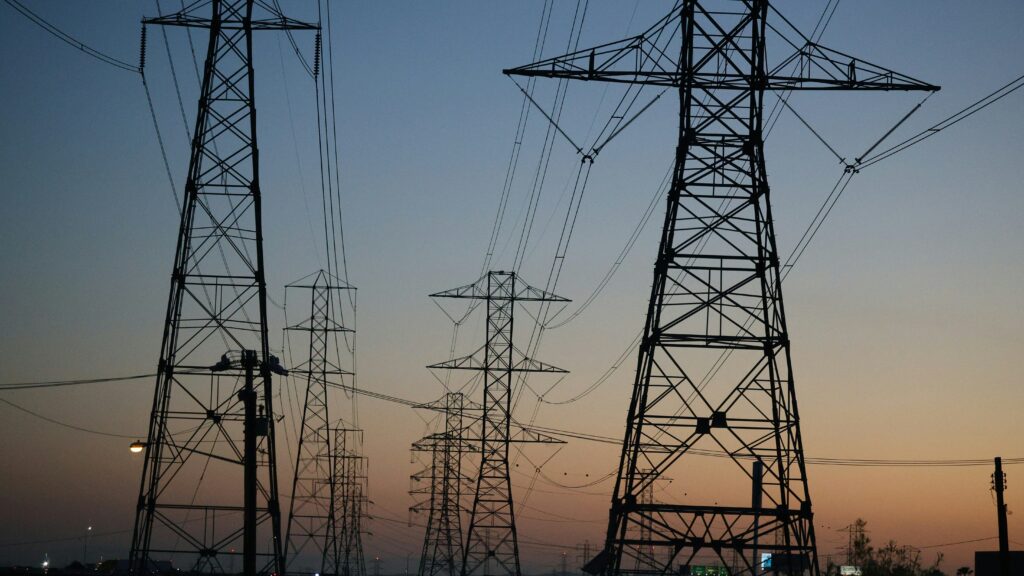 a couple of power lines sitting next to each other