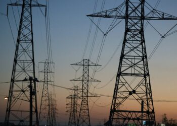 a couple of power lines sitting next to each other